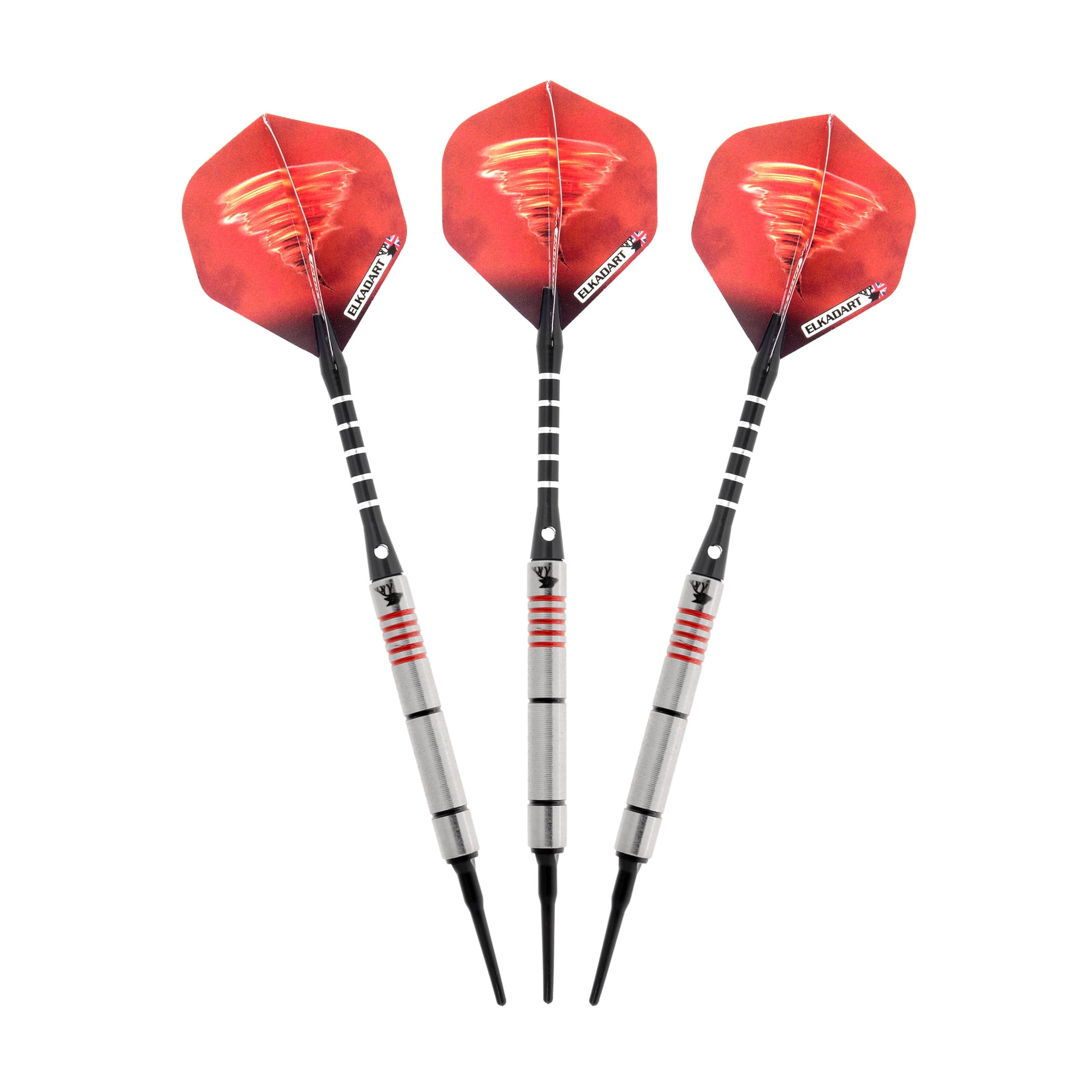 Elkadart Tornado 90% Tungsten Soft Tip Dart Set, Ringed Barrel, 18 Grams
