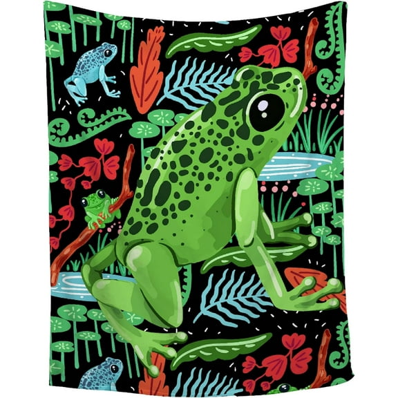 Frog Blanket Super Soft Flannel Blanket for Sofa Couch Bed Plush Warm Cozy Bed Quilts Home Decor for All Seasons 50×60 inchfor FullQueen