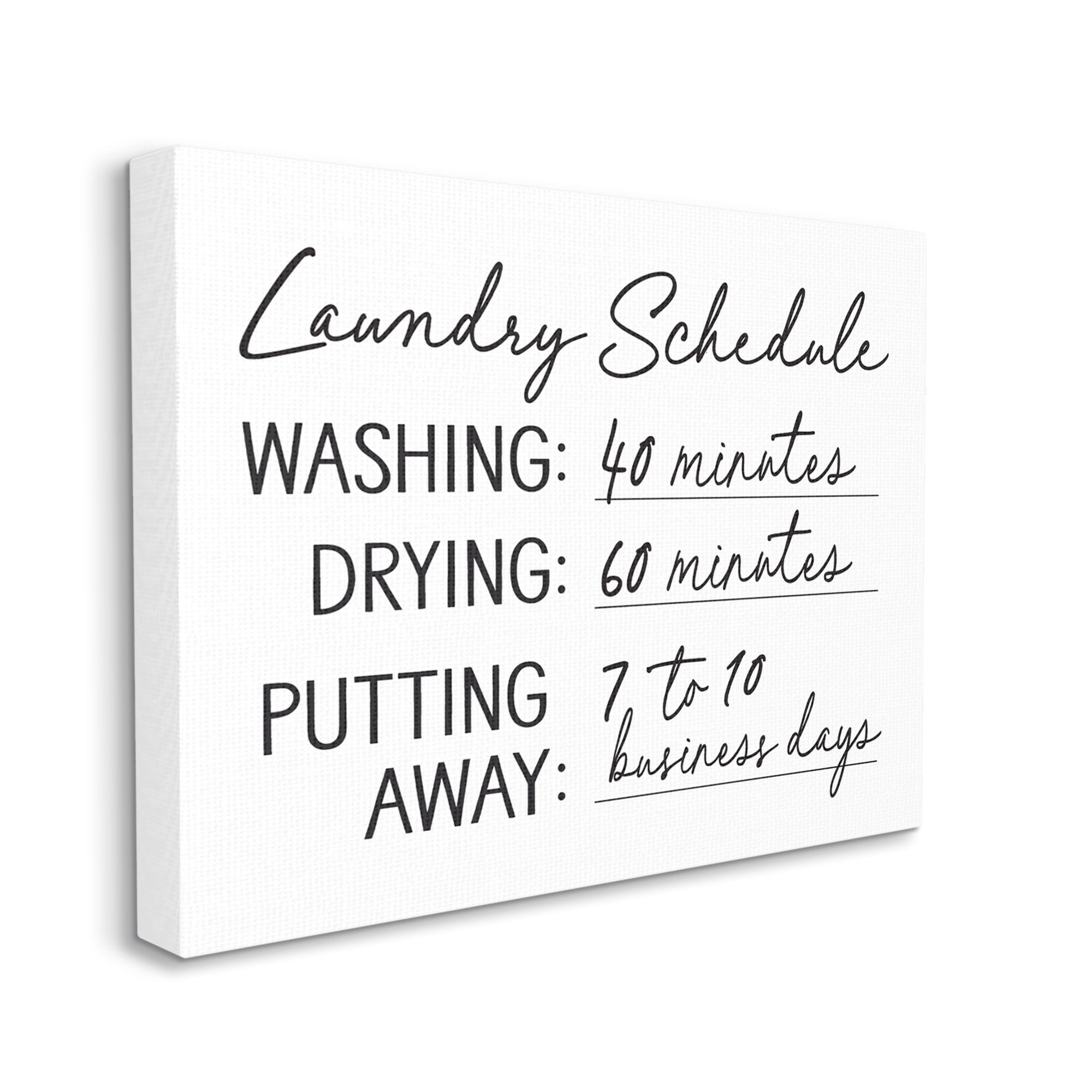 Stupell Industries Laundry Schedule Witty Text Casual Home Sign Graphic Art Gallery Wrapped Canvas Print Wall Art, Design by Lettered and Lined