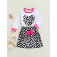 thumbnail image 3 of Qmyliery Kids Girls Suit, Long Sleeve Heart Pattern Tops+Printed Short Skirt White, 3 of 9
