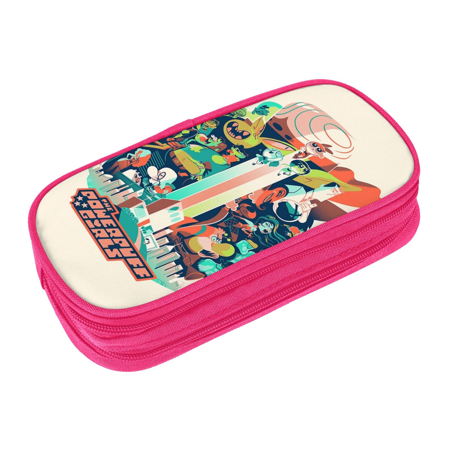 The Powerpuff Gi-rls Pencil Case Large Capacity Pencil Pouch Penbag Office Stationery Organizer Travel Makeup Bag Pink