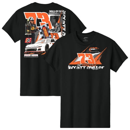 Men s JR Motorsports Official Team Apparel Black Wyatt Miller #73 2025 Hickory Motor Speedway Race Winner Thriller