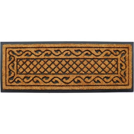HomeRoots 572199 18 x 47 in. Beige & Black Rubber & Coir Outdoor Door Mat