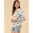thumbnail image 4 of INSPIRE CHIC Blusa Estampado Floral Pajarita Cuello Con Volantes Manga Larga Top Para Mujer Blanco S, 4 of 6