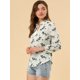 thumbnail image 4 of INSPIRE CHIC Blusa Estampado Floral Pajarita Cuello Con Volantes Manga Larga Top Para Mujer Blanco S, 4 of 6