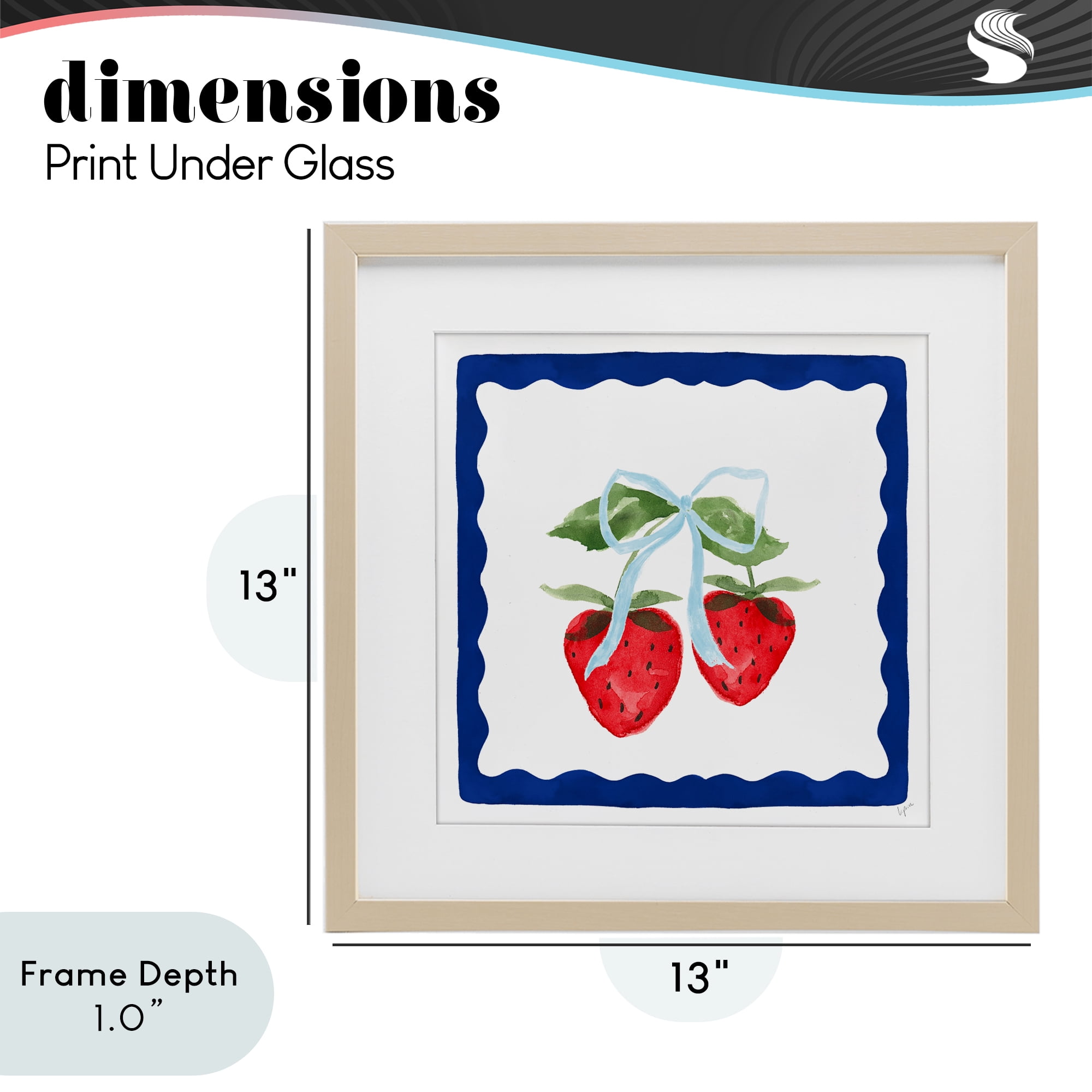 Stupell Industries Summer Bordered Strawberries Birch Framed Print Under Glass, design by Lucille Price