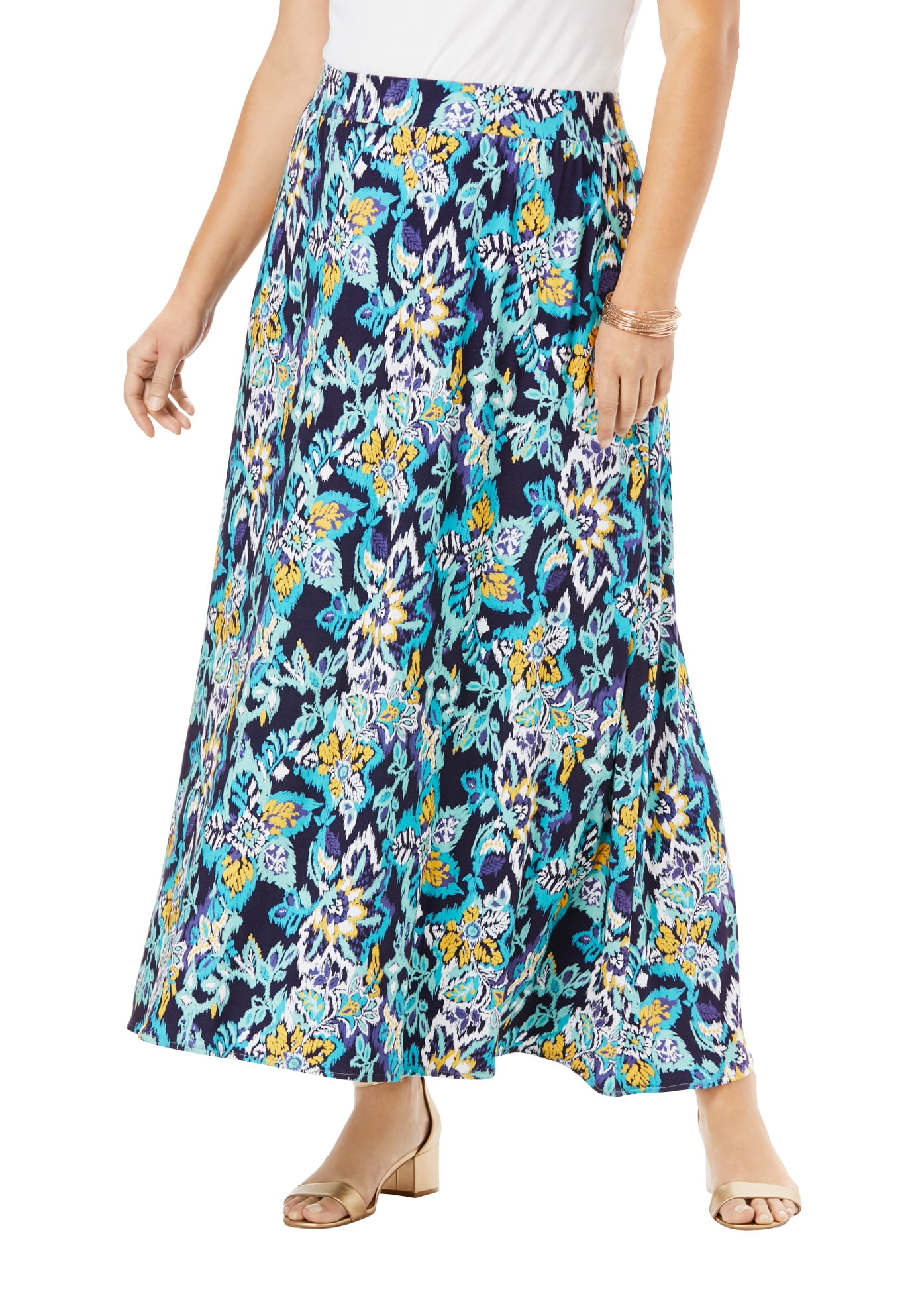 plus size blue maxi skirt