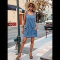 thumbnail image 4 of Vestido de Verano para Mujer, Sin Mangas, con Bolsillos, Informal, Corto, Corte A, Cuello Redondo. Azul Pavo Real M, 4 of 8