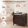 thumbnail image 6 of ELLEGHT 3-Drawer Dresser Changer, Changing Table, Nursery Dresser with Safety Belt, Guardrails & Changing Top for Baby Nursery in Brown, 6 of 8