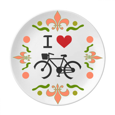 

I Love Red Heart Bicycle Pattern Flower Ceramics Plate Tableware Dinner Dish