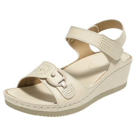 

PEASKJP Platform Sandals Comfortable Women s Braided Flat Sandals Fashion Flip Flop Shoes Roman Gladiator Slip On Summer Flats (Beige 8.5)
