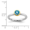 thumbnail image 5 of 925 Sterling Silver Stackable Gold-plated Blue Topaz Ring Eternity Band Size 6, 5 of 6