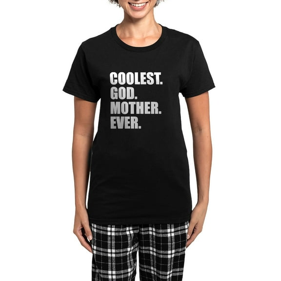 CafePress - Coolest Godmother Ever Pajamas - Women's Short Sleeve Print T-Shirt and Pants Dark Cotton Pajama Set