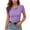Purple, variant on Womens Fitted Tops Cowl Neck Short Sleeve Solid Color Ruched Slim Shirts Office Work Wear Blouses