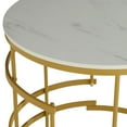 thumbnail image 3 of Studio 55D Brassica Modern Metal Round Geometric Tea Table 23 3/4" Wide Gold Cream Gray Faux Marble Tabletop for Living Room Bedroom House, 3 of 9