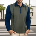 thumbnail image 2 of FYDUU Mens Polo Shirts Men's Long Sleeve Shirts Fashion Casual Button Down Collar Shirt Color Block Stylish Tops Fall Winter Daily Wear Soft Stretch Tshirts, 2 of 8
