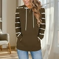thumbnail image 2 of Chbgutlmr Womens Hoodies Drawstring Stripe Printed Sweatshirt Long Sleeve Casual Fall Pullover Pockets, 2 of 6
