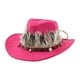 thumbnail image 1 of Sombrero vaquero con plumas occidentales, cómodo sombrero para el sol para viajes, vacaciones y fiestas al aire libre. Rosa rojo, 1 of 9