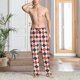 thumbnail image 2 of Fotbe Red and black argyle Pantalones de Pijama para Hombre, Pantalones de Dormir, Pantalones de Casa con Cintura Ajustable y Bolsillos-X-Large, 2 of 6