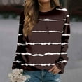 thumbnail image 1 of IMENGL Casual striped pullover top, Brown XL, Size M-2XL, 1 of 5