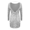 thumbnail image 4 of Women Long Sleeve White Sparkly Dress Carnival Outfit Glitter Dress for Women, 4 of 5