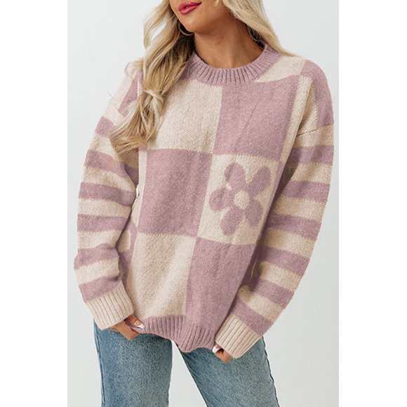a.Jesdani Essential Plaid & Floral Sweater - Cozy Fall Must-Have