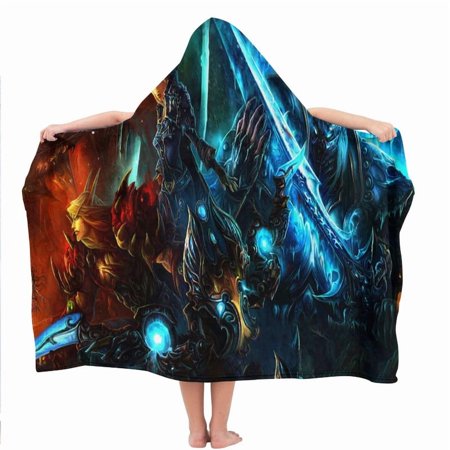 World of Warcraft Hooded Kids Beach Towels Toddler Microfiber Bath Absorbent Pool Wrap Hat Swim Cover-ups Poncho