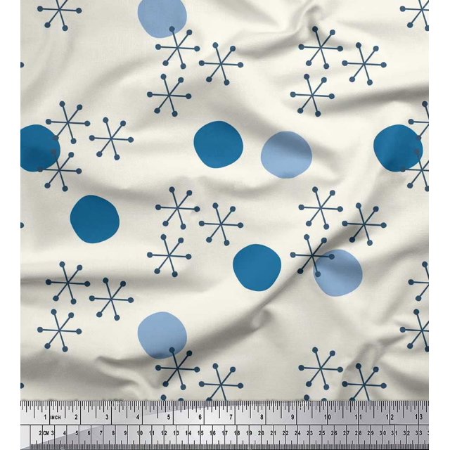 Soimoi Poly Georgette Fabric Geometric & Polka Dots Decor Fabric Printed Yard 52 Inch Wide