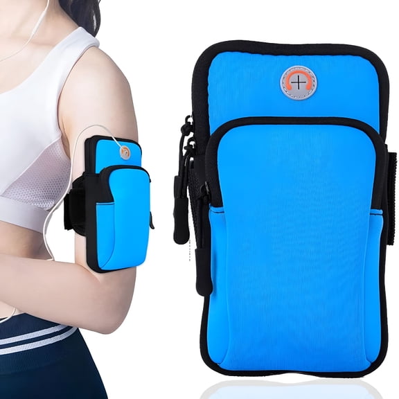 GJX Running Phone Holder,Universal Phone Armband for iPhone & ,Workout Phone Holder with Arm Band,Secure Running Armband for Men & Women,Gym Exercise Phone Sleeve（blue）