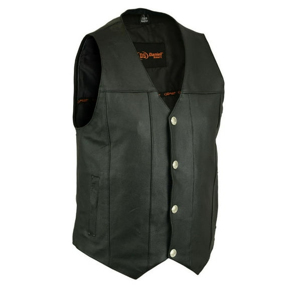 Daniel Smart S to 8XL Motorcycle Vests for Men Cowhide Biker Vest with Plain Sides Design
