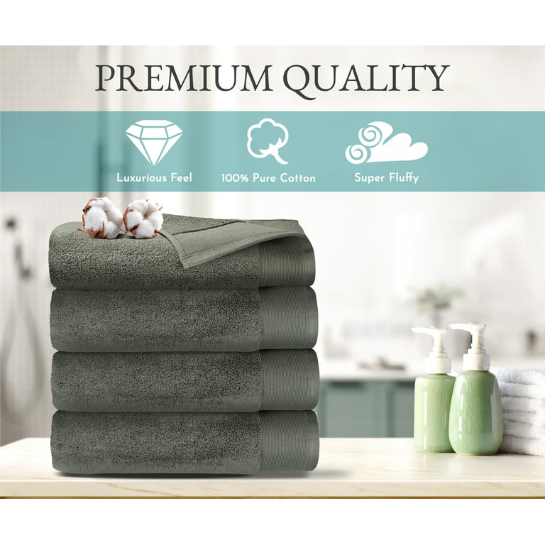 Luxury 100% Cotton Bath Towels - Pack of 4, Extra Soft & Fluffy