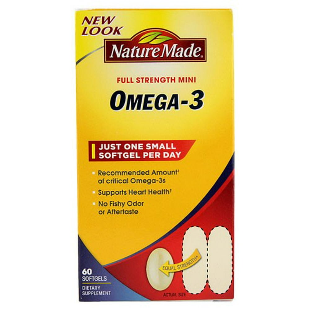 Nature Made Full Strength Mini Omega-3 Softgels, 60 Ct - Walmart.com
