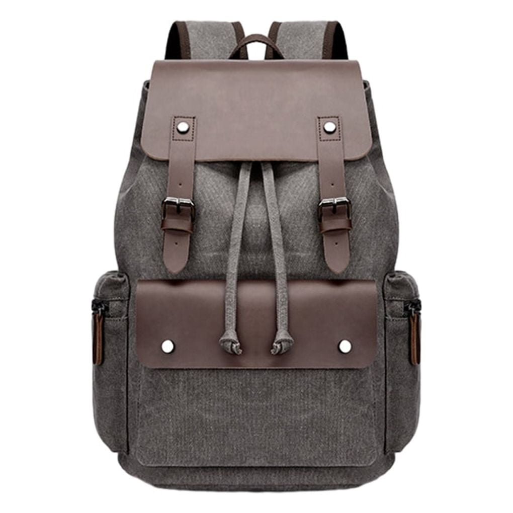 Youkk Large Capacity Canvas Backpack For Men Daily And Travel Multiple Pockets grey