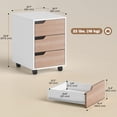 thumbnail image 2 of 3 Drawer File Cabinet, Mobile Vertical Filing Cabinet with Wheels, Printer Stand with Storage for Home Office, Oak, 2 of 7