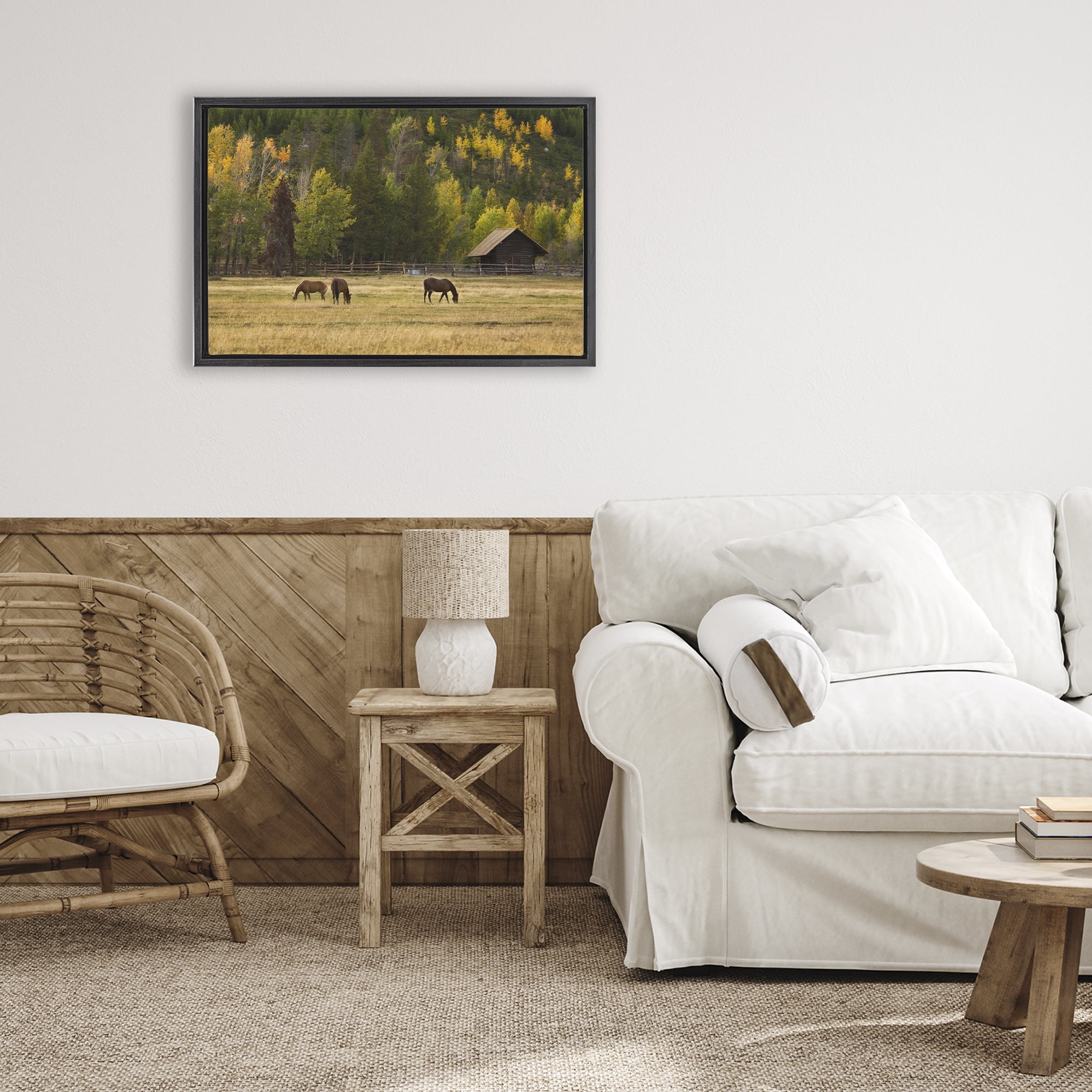 Stupell Industries Horses In Jackson Hole Black Framed Floater Canvas Wall Art, design by Scott Stulberg