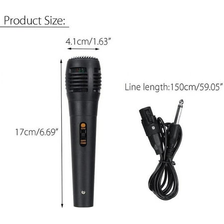 RISEBASS Dynamic Microphone Unidirectional Wired Karaoke Speaker Mic 5 ft. Cord
