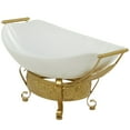 thumbnail image 5 of CosmoLiving by Cosmopolitan 24" x 11" White Glass Kitchen Serving Bowl with Gold Metal Scroll Stand, 1-Piece, 5 of 8