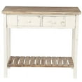 thumbnail image 1 of LuxenHome Distressed White and Wood 2-Drawer 1-Shelf Console and Entry Table, 1 of 18