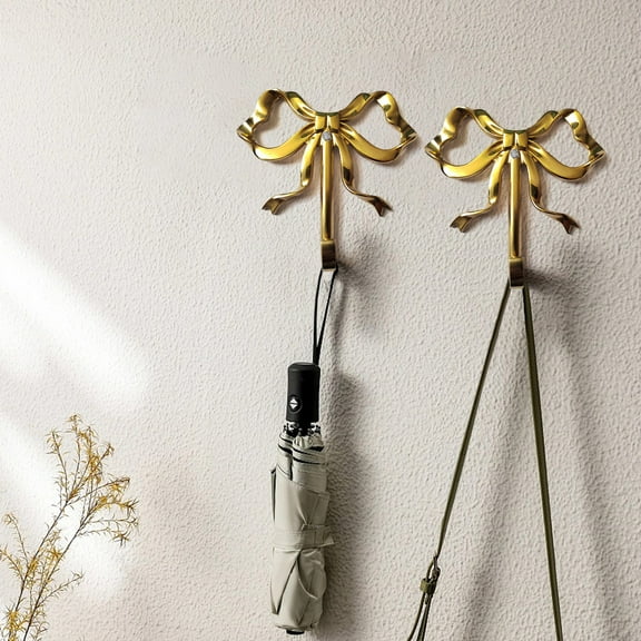 Taicans Bow Hook Gold Brass Coat Hook Home Decorative Hook Bow-Knot Brass Hanger for Wall Hooks for Hanging for Coat Hat Towel Multi-Purpose Hooks,Multifunctional Brass Hook for Home Use A