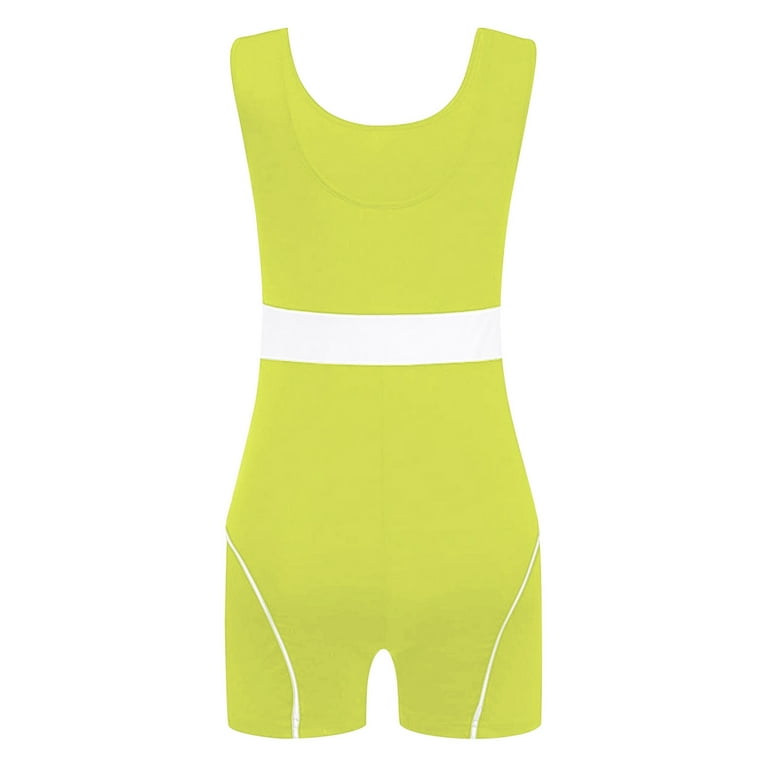 TOWED22 Rompers For Women ,Women's Summer Casual Loose Tank Jumpsuit  Sleeveless Crewneck Jumpsuit Romper with Pockets Yellow,XL 
