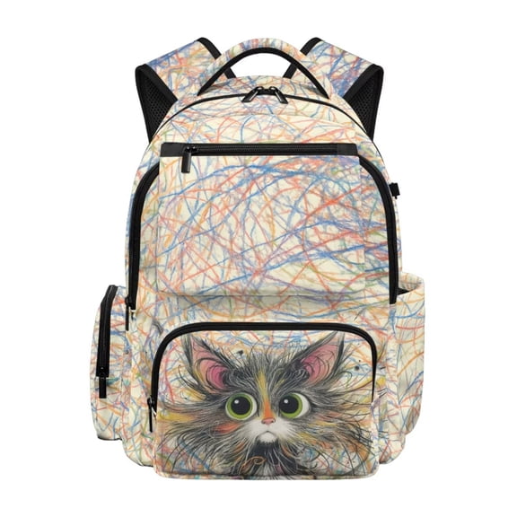 Chririnla Abstract Cat Teen Girl Backpacks Waterproof Travel Ruckpack 17 Inch College Students Backpacks with Adjustable Shoulder Strap
