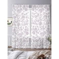 thumbnail image 4 of Spring Flower Semi Sheer Curtains 96 Inch Length 2 Panels Set, Vintage Farmhouse Light Purple Boho Leaf Sheer Kitchen Curtain Privacy Voile Window Curtain for Living Room Bedroom Rod Pocket Drapes, 4 of 7
