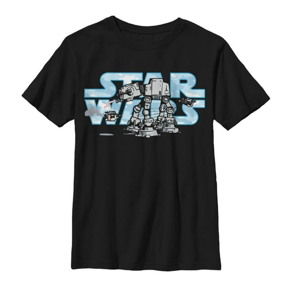 Boy's Star Wars Cartoon AT-AT Journey  Graphic Tee Black X Small