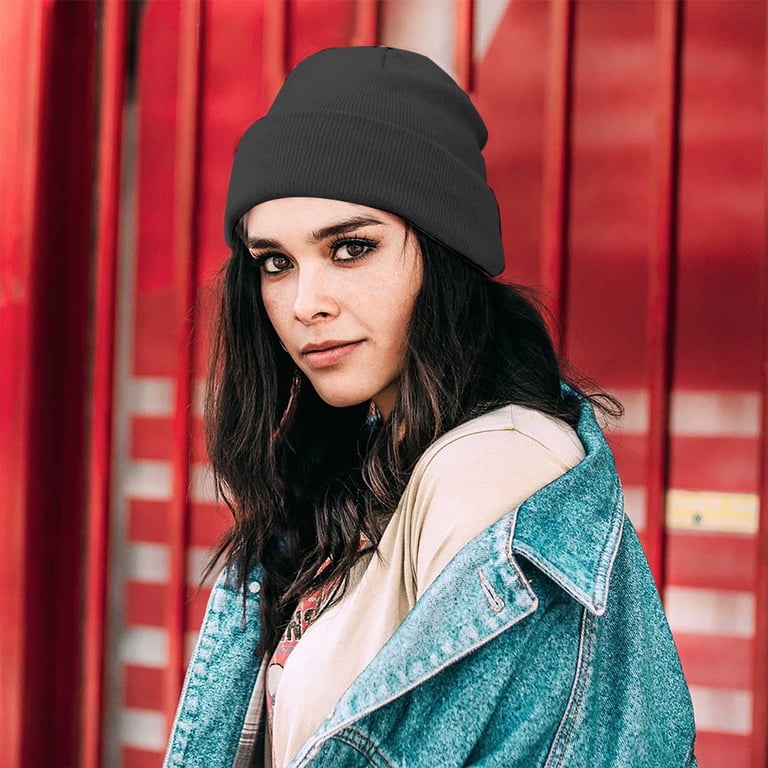 Unisex  Mix Black Beige Warm Fleece-Lined Knit Beanie Skull Cap for Cold Weather LCZTN Mens Winter Beanie Hat Scarf Set Warm Fleece Lined  main image 4