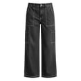 thumbnail image 4 of Womens Fashion Straight Leg Jeans Button Zipper with Pockets Solid Color Denim Pants Casual Loose Long Trousers S-2XL Black, 4 of 8