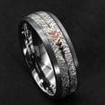 thumbnail image 5 of Tungsten Rings for Men Wedding Bands for Him 8mm Silver with Rose Gold Arrow, 5 of 5