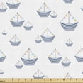 thumbnail image 1 of Nautical Fabric by the Yard, Sea Sailing Boats Triangle Banner Flags Geometric Ocean Marine, Decorative Upholstery Fabric for Chairs & Home Accents, Pale Blue White by Ambesonne, 1 of 5