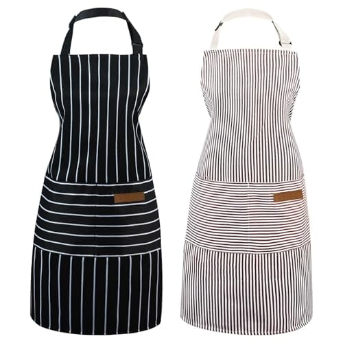 2 Pack Apron - Unisex,Adjustable Bib Kitchen Apron,Cooking Apron,Aprons for Women Men with Pockets,Chef Aprons