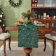 thumbnail image 4 of Xiao Hua Camino de mesa navideño, 35 x 200 cm, verde, para mesa de comedor, ideal para fiestas, bordado, 1 pieza, decorativo, para comedor navideño, duradero, estilo B., 4 of 5
