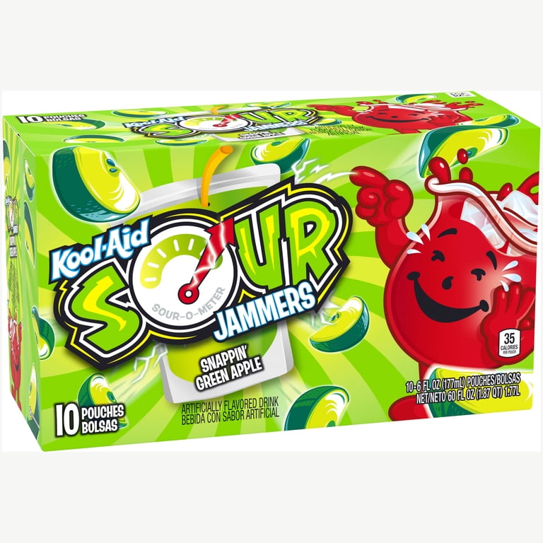 Kool-Aid Sour Jammers Snappin' Green Apple Kids Drink Juice Box